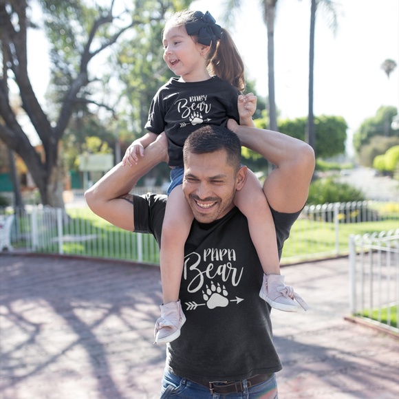 T-Shirt Addicts Tops - Papa Bear + Baby Bear T-Shirt Set